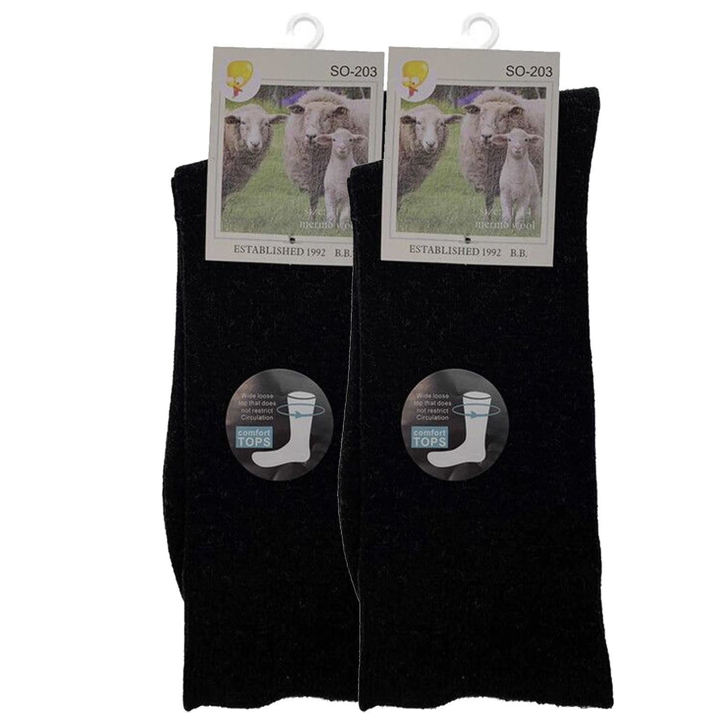 Merino Wool Mens Loose Top Thermal Socks Diabetic Comfort Circulation - 2 Pairs-5