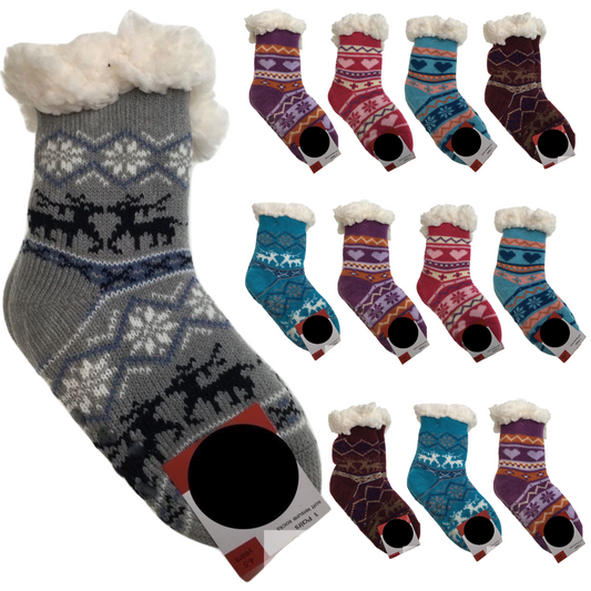 12 Pairs KIDS Thick Fur Bed Socks Boys Girls Soft Work Fluffy Non Slip BULK-0