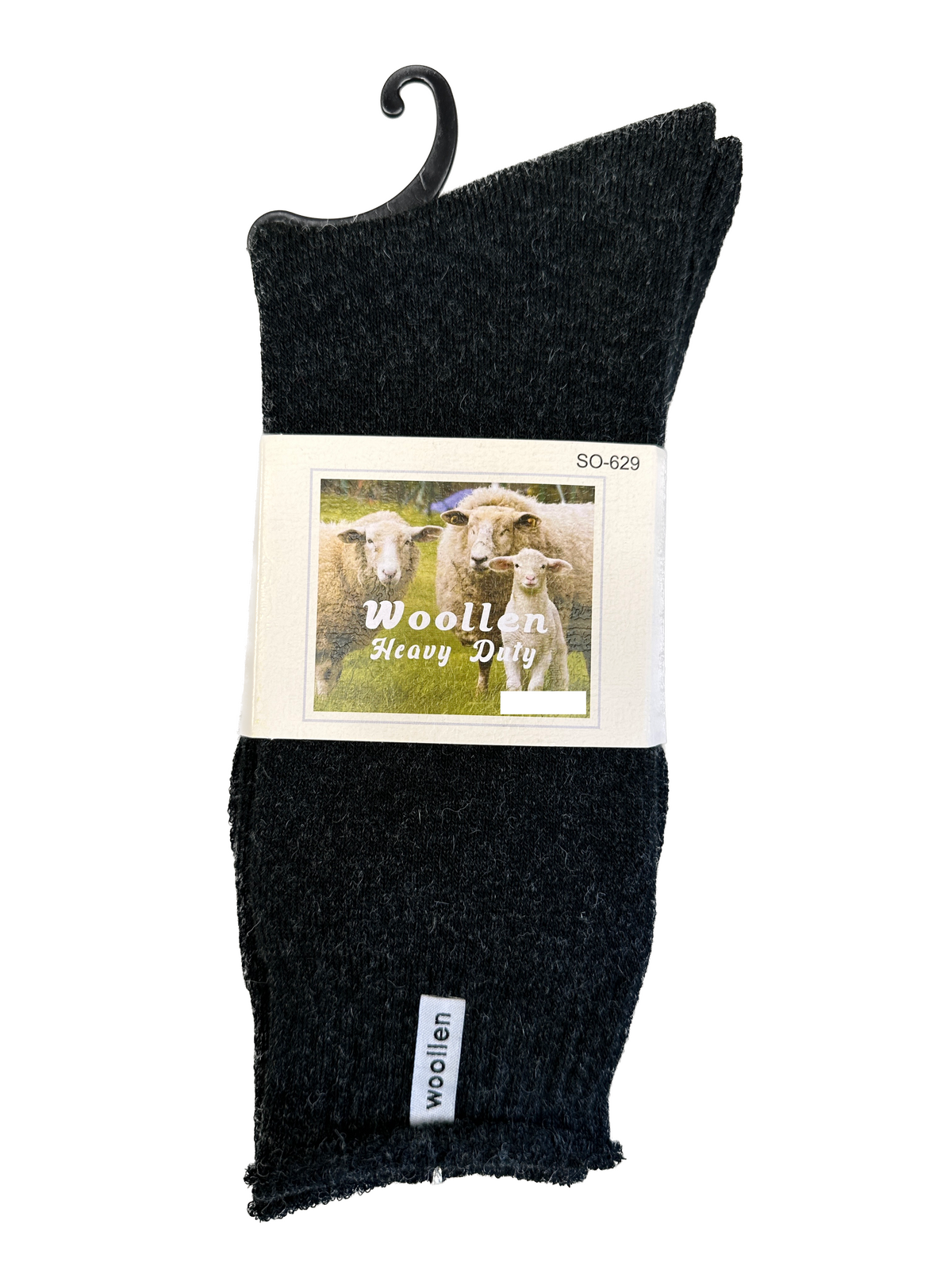 1 Pair Premium Mens Wool Heavy Duty Thick Work Socks Cushion Woolen - Black-0