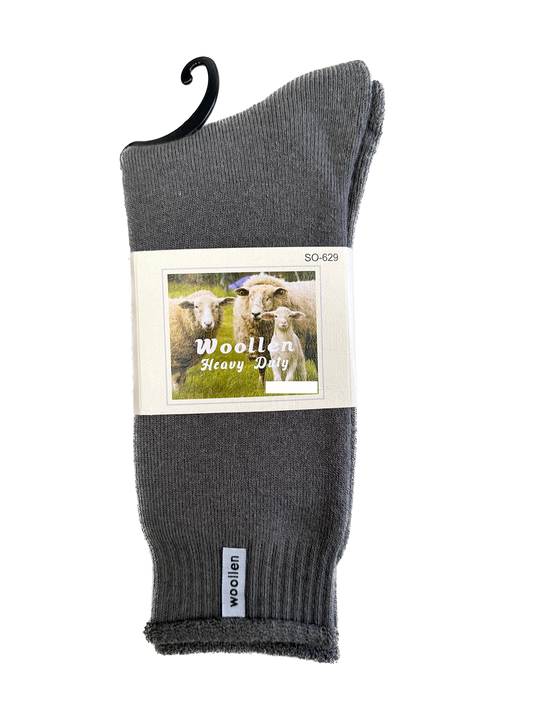 1 Pair Premium Mens Wool Heavy Duty Thick Work Socks Cushion Woolen - Grey-0