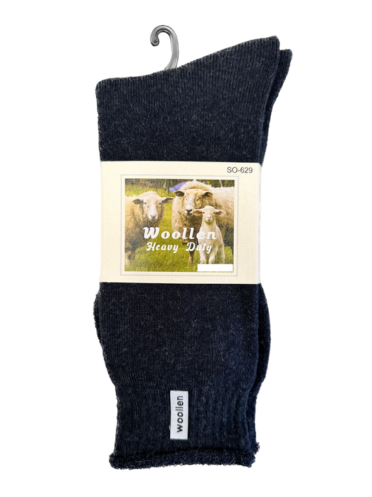 1 Pair Premium Mens Wool Heavy Duty Thick Work Socks Cushion Woolen - Navy-0