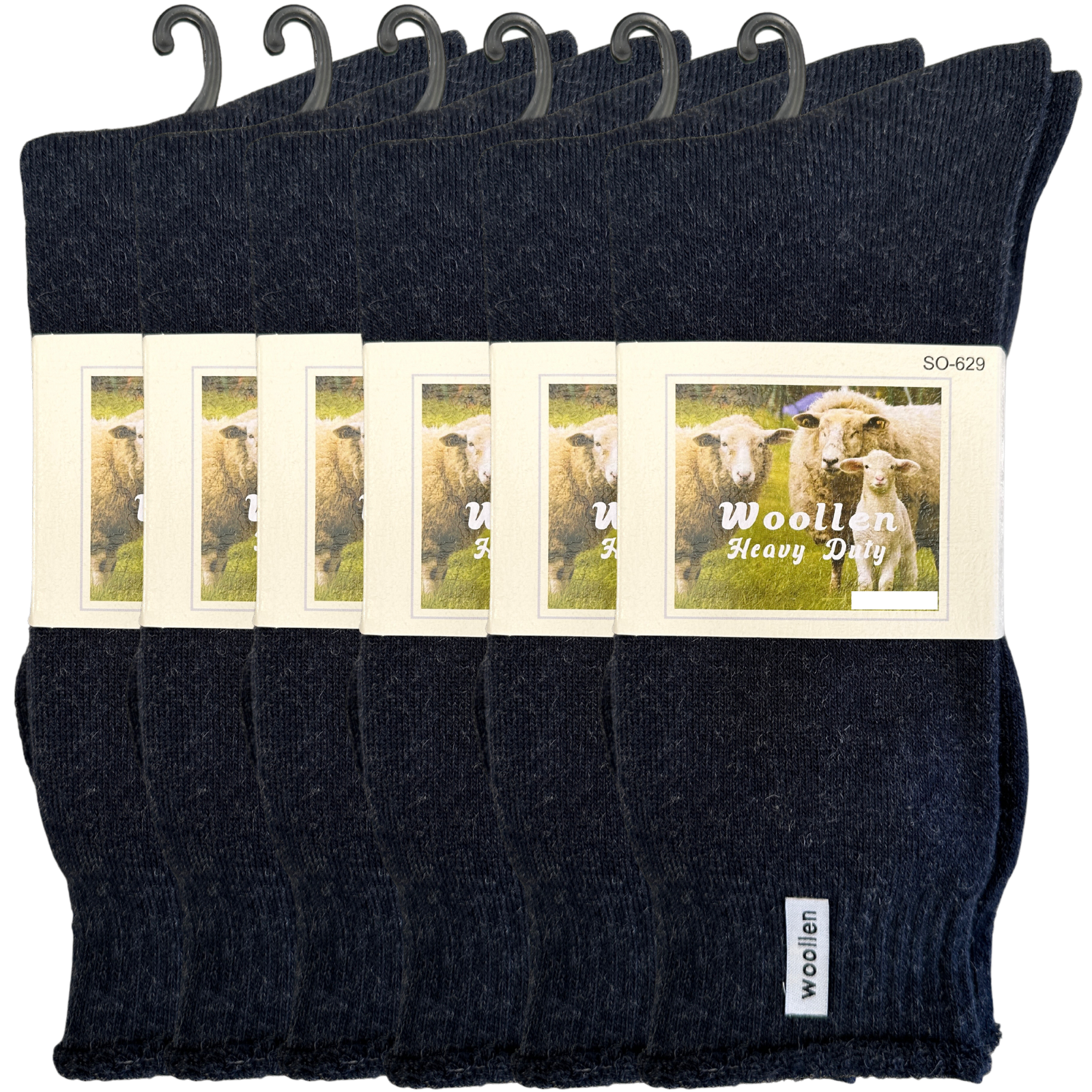 6 Pairs Premium Mens Wool Heavy Duty Thick Work Socks Cushion Woolen - Navy-1