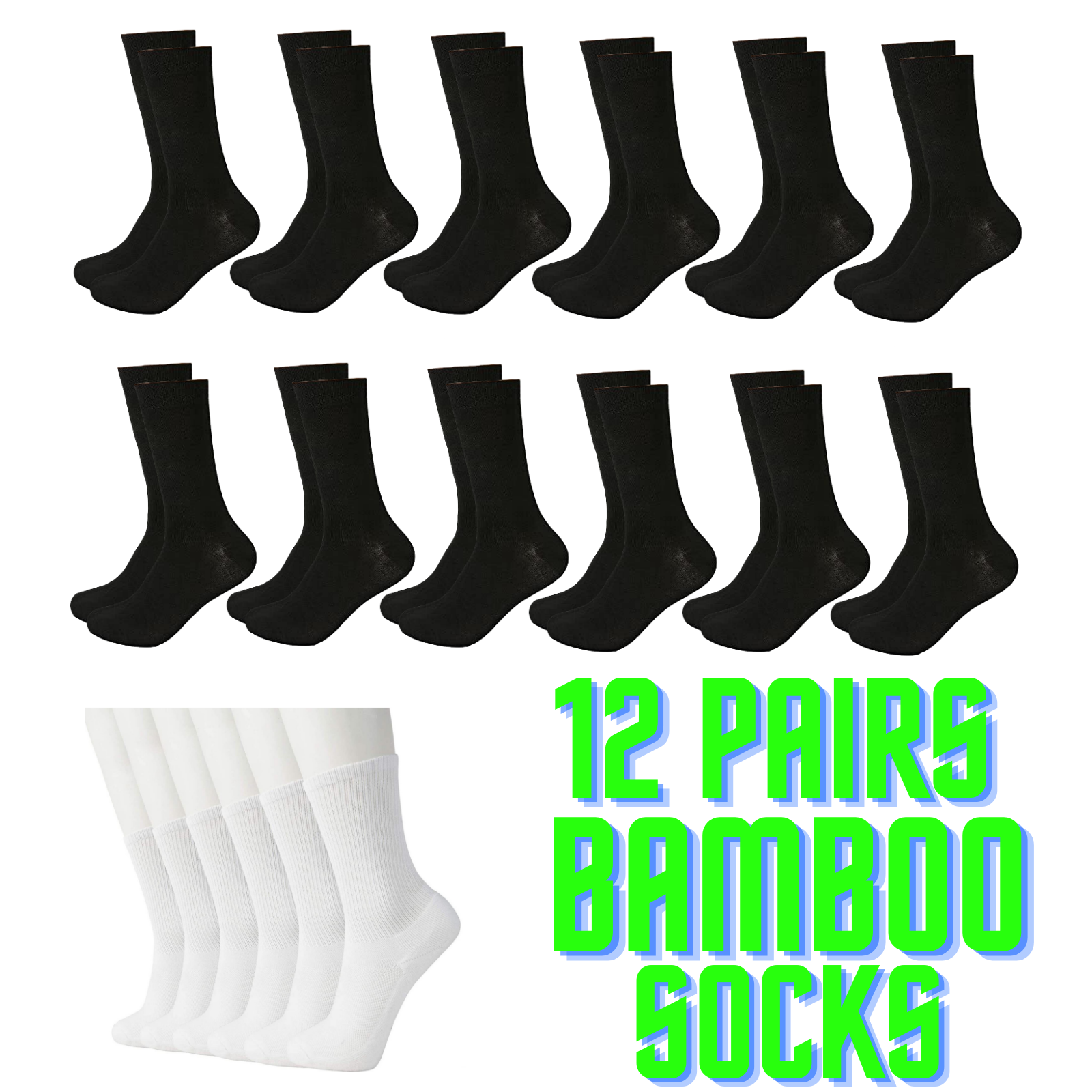 12 Pairs Bamboo Socks Unisex Premium Fiber Sock Super Soft Crew-1
