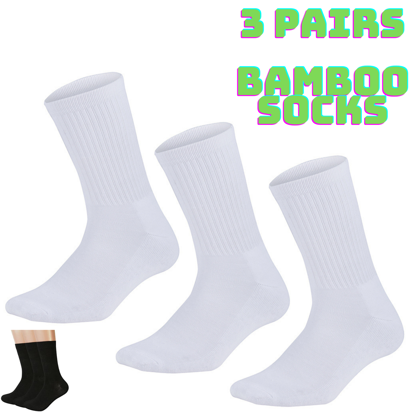 3 Pairs Bamboo Socks Unisex Premium Fiber Sock Super Soft Crew Tennis Sox-1