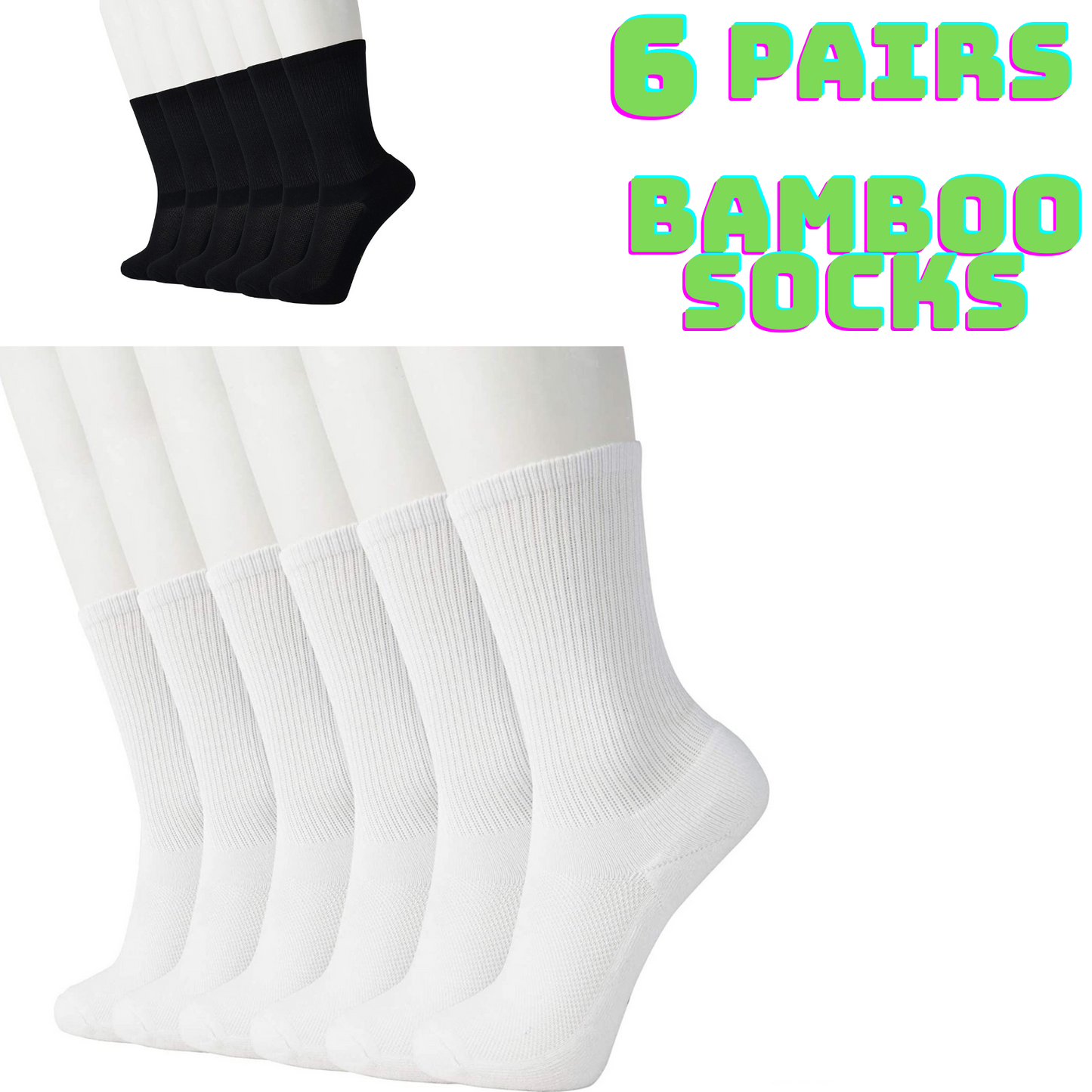 6 Pairs Bamboo Socks Unisex Premium Fiber Sock Super Soft Crew Tennis Sox-1