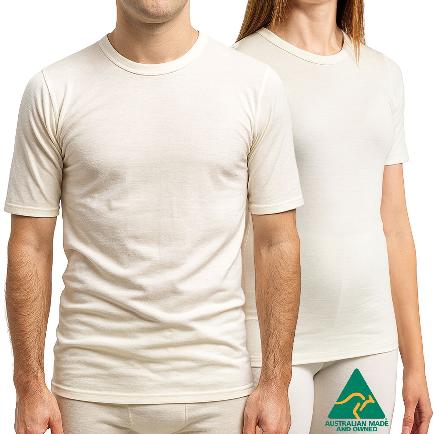 MERINO SKINS Crew Neck Short Sleeve T-Shirt Top 100% Wool Underwear Thermals in Natural-0
