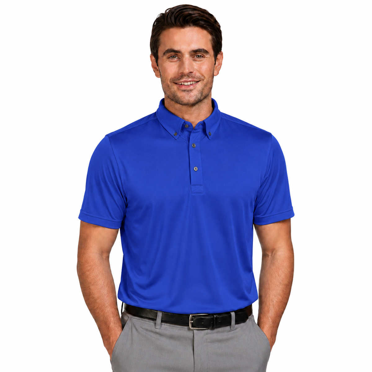 Sporte Leisure Mens Grand Duke Polo Shirt with Button Collar in Electric Blue