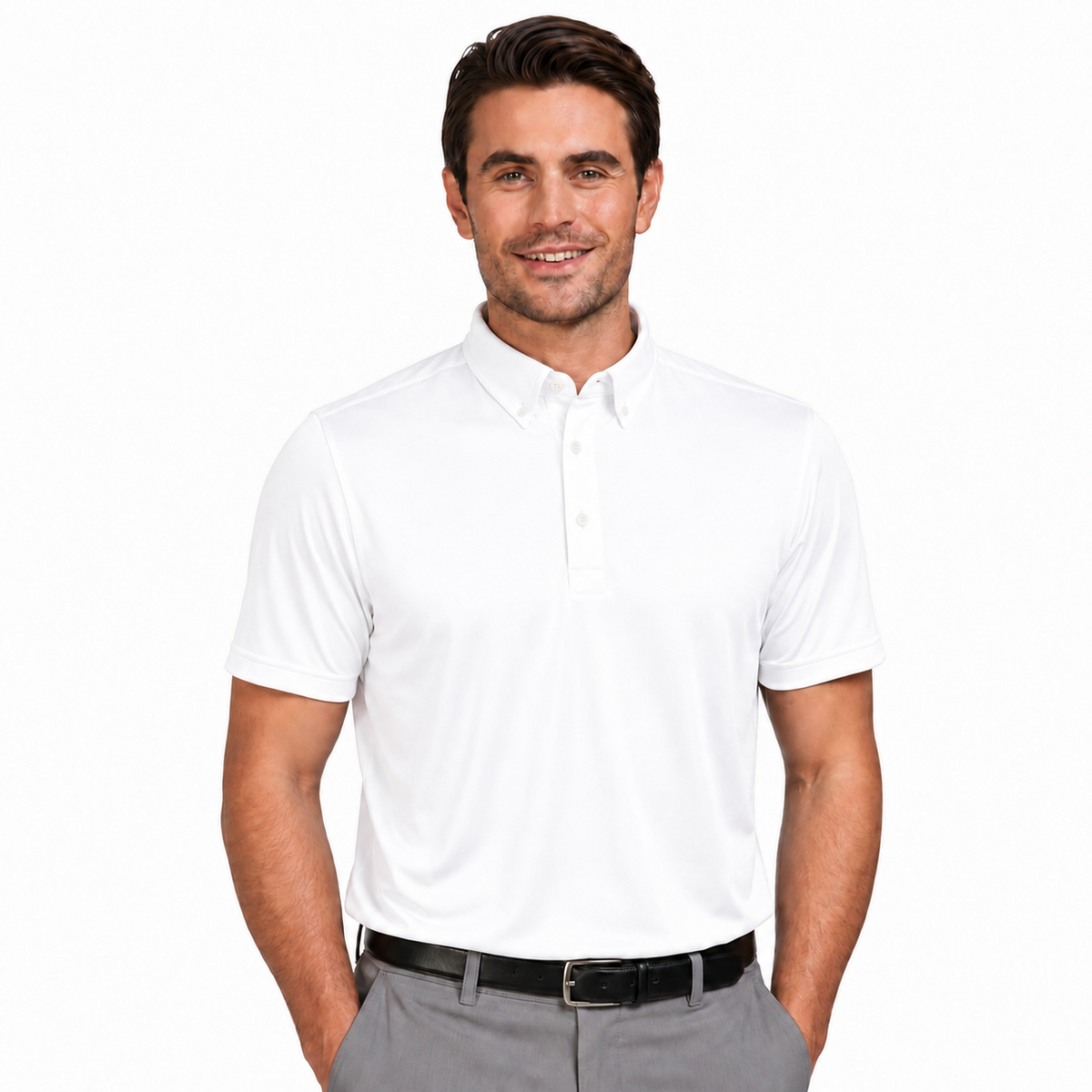 Sporte Leisure Mens Grand Duke Polo Shirt with Button Collar in White