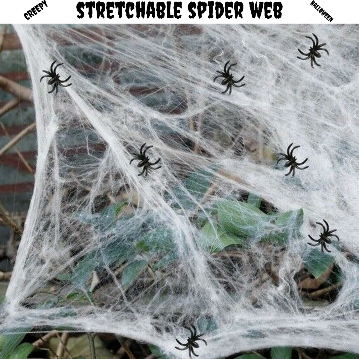 12x HALLOWEEN STRETCHABLE SPIDER WEBS Spooky Decoration with Spiders Party Decor Ghost
