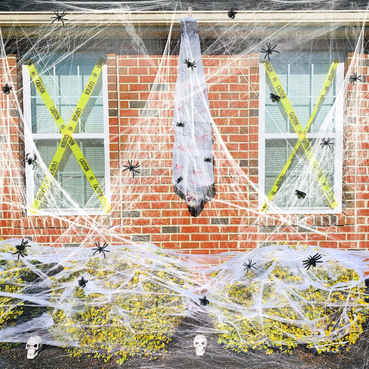 12x HALLOWEEN STRETCHABLE SPIDER WEBS Spooky Decoration with Spiders Party Decor Ghost