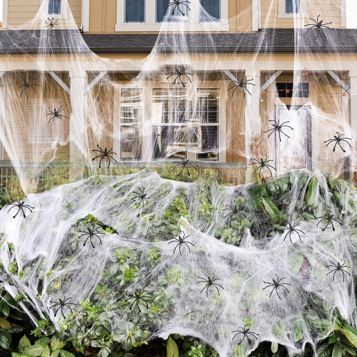 HALLOWEEN STRETCHABLE SPIDER WEB Spooky Decoration with Spiders Party Decor Ghost
