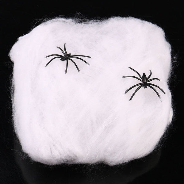 6x HALLOWEEN STRETCHABLE SPIDER WEBS Spooky Decoration with Spiders Party Decor Ghost