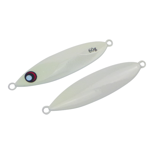 Finesse Slow Pitch Flutter Jig, 60gm, Lumo White, 2 pack-0