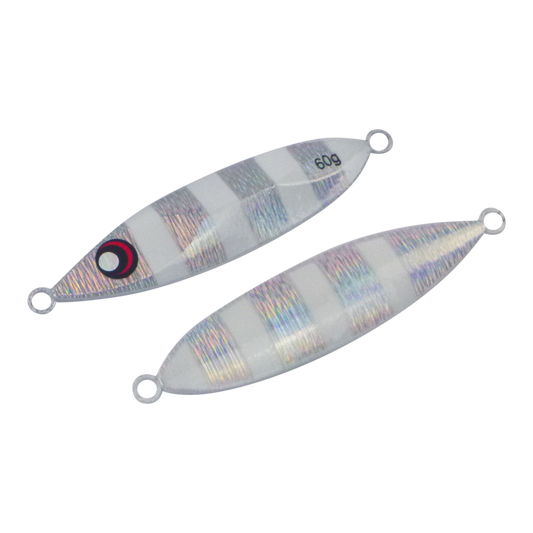 Finesse Slow Pitch Flutter Jig, 60gm, Silver White, 2 pack-0