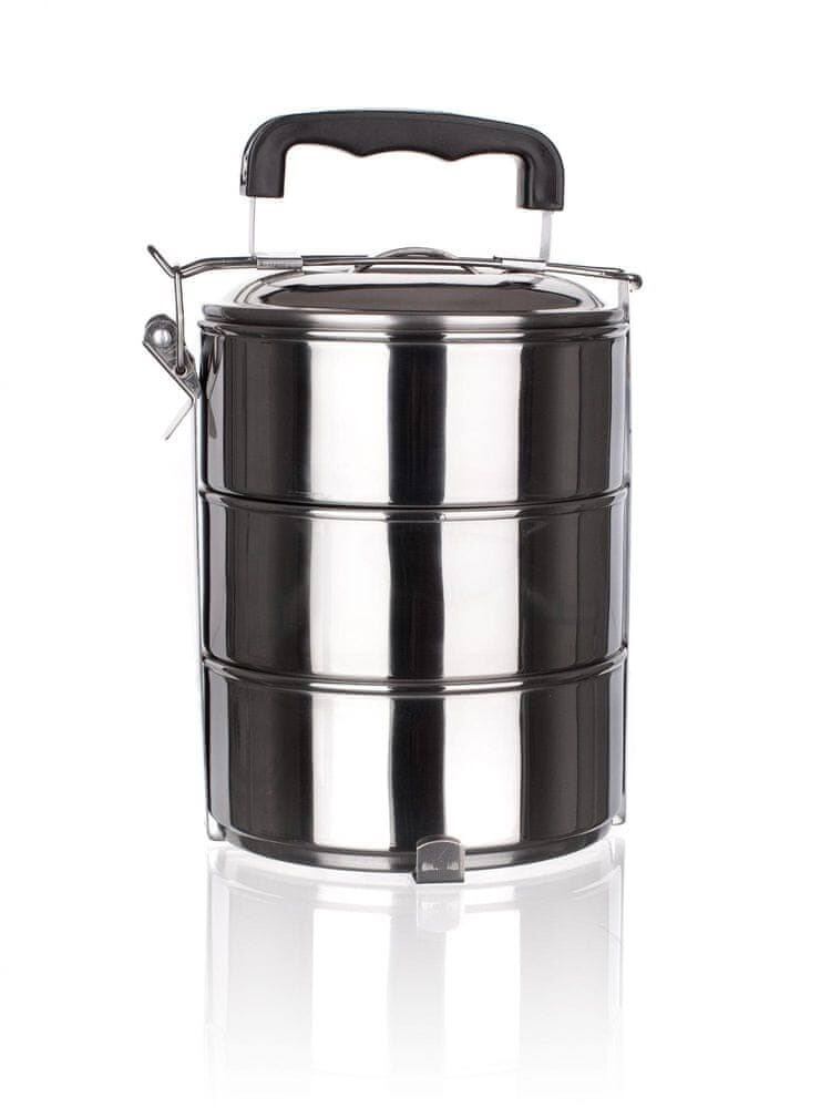 Stackable 3-Tier Stainless Steel Lunch Bento Box Tiffin Storage Pot - 23cm x 15cm-0