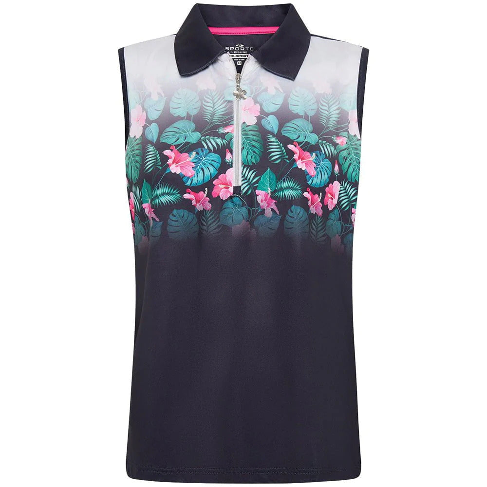 Sporte Leisure Dune Ladies Sleeveless Polo Shirt Top Golf Womens - French Navy-0