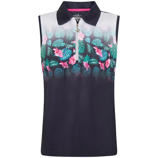 Sporte Leisure Dune Ladies Sleeveless Polo Shirt Top Golf Womens - French Navy-0