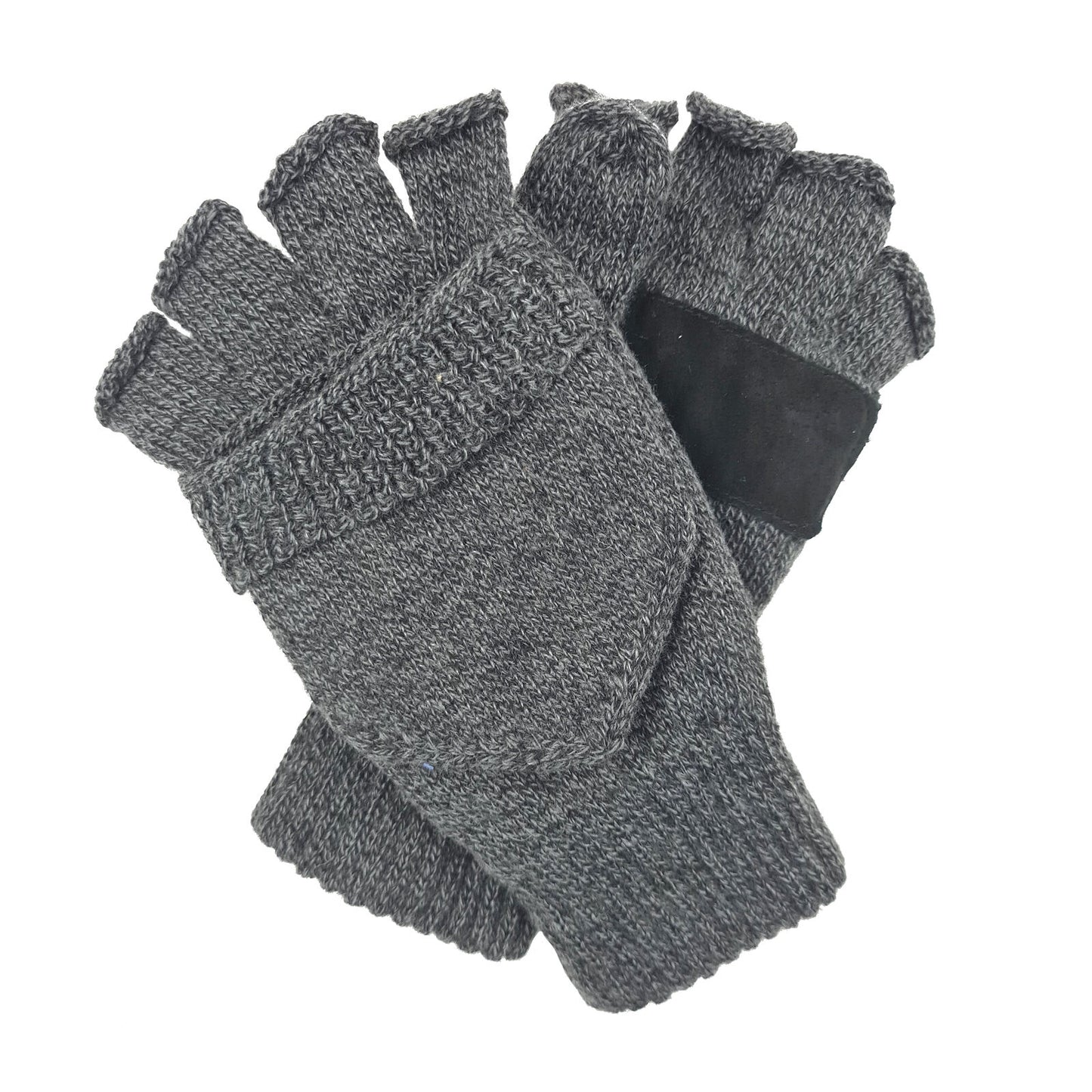 Dents Mens 3M Thinsulate Shooting Half Finger Fingerless Gloves/Mittens - Charcoal (Hunting)-0