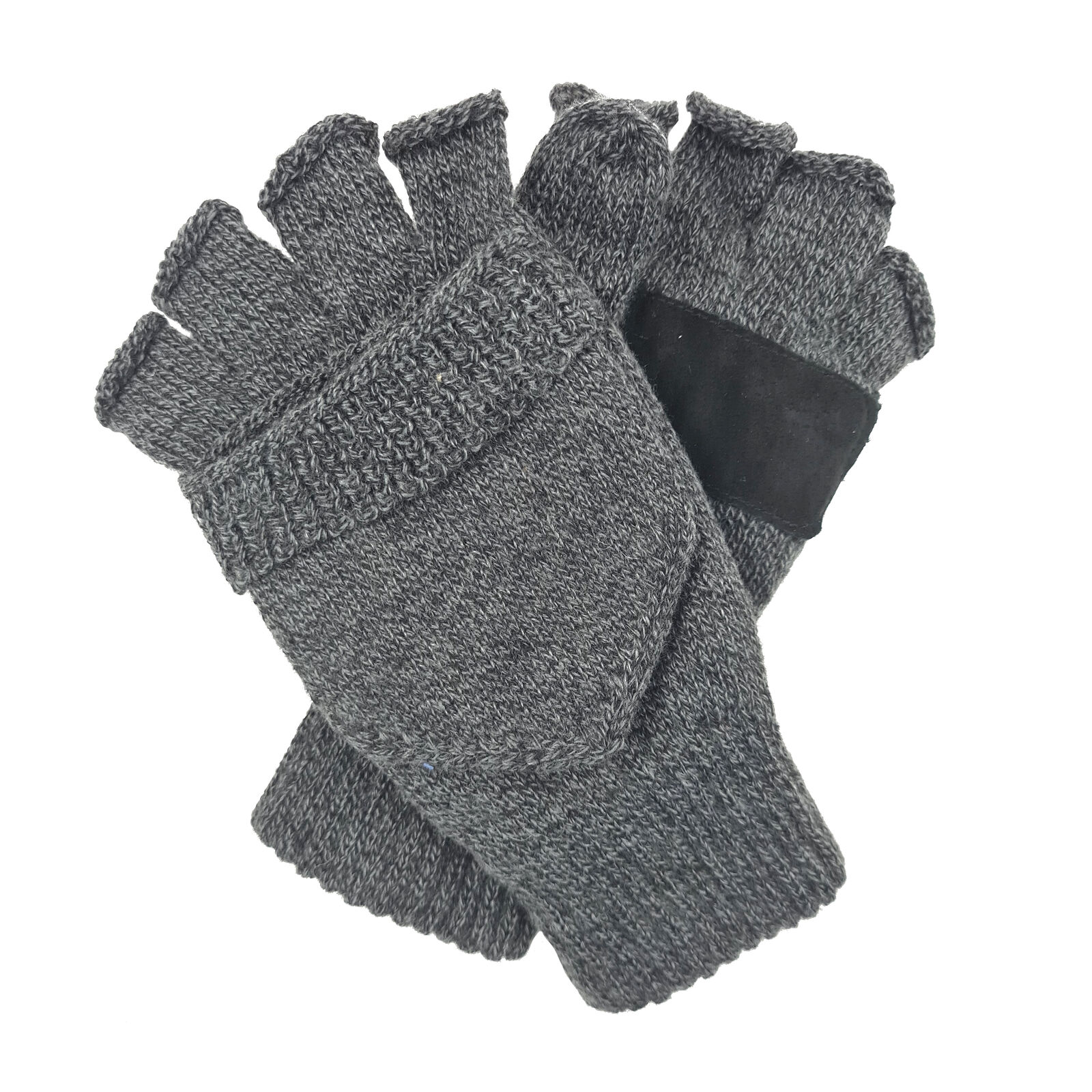 Dents Mens 3M Thinsulate Shooting Half Finger Fingerless Gloves/Mittens - Charcoal (Hunting)-0