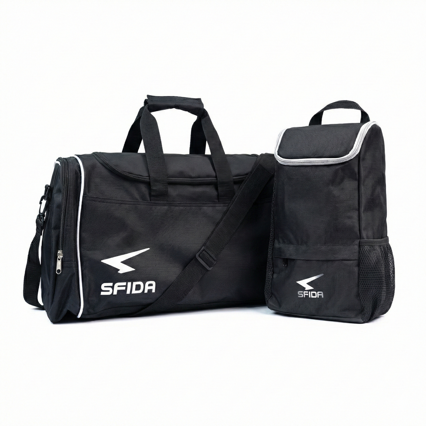 38L Sports Duffle Gym/Football/Soccer Bag w/ Shoe Storage Bag in Black-0