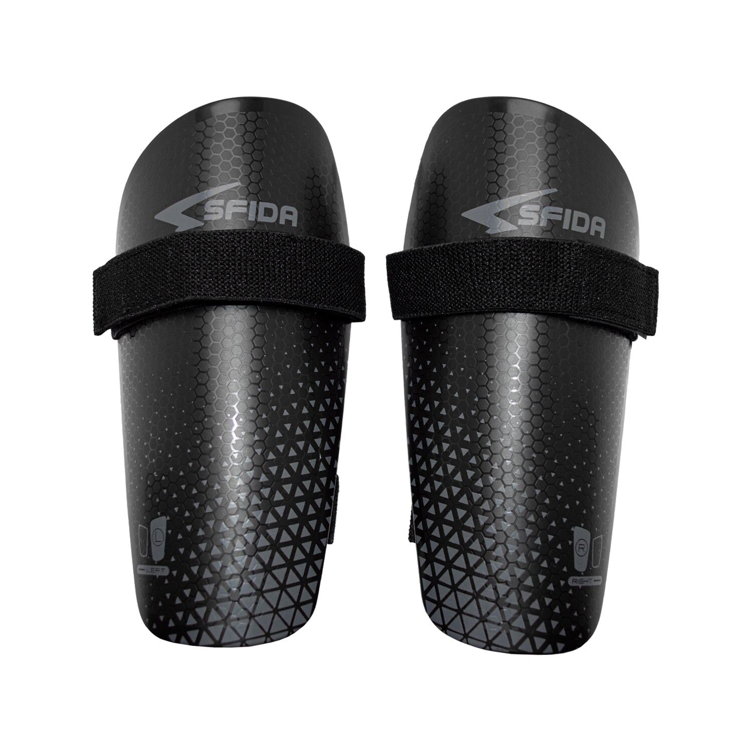Sfida Soccer Basic Strapped Shinguard - Black/Grey (Football/Futsal)-1