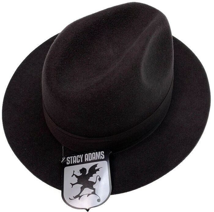 STACY ADAMS 100% Wool Felt Hat Warm Winter Fedora Trilby Style w Brim - Brown