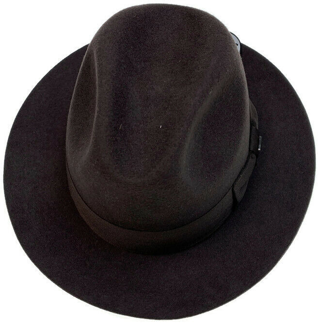 STACY ADAMS 100% Wool Felt Hat Warm Winter Fedora Trilby Style w Brim - Brown