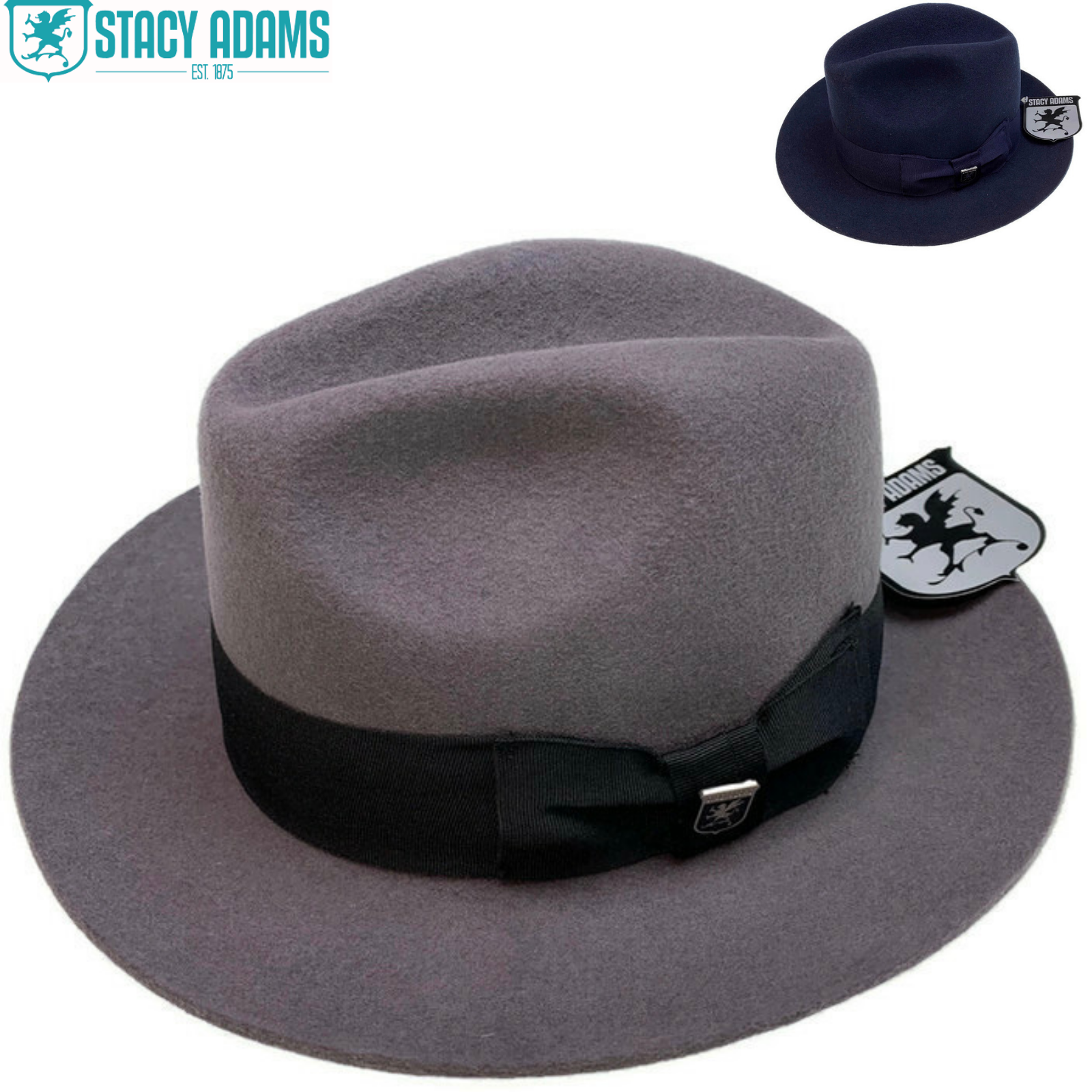 STACY ADAMS 100% Wool Felt Hat Warm Winter Fedora Trilby Style w Brim-1
