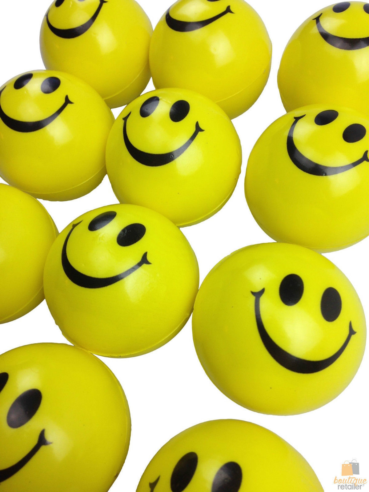 12x YELLOW STRESS BALLS Hand Relief Squeeze Toy Reliever Antistress Soft Smiley