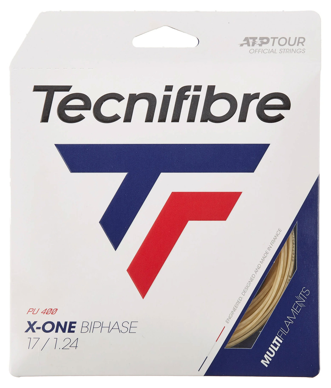 Tecnifibre X-One Biophase 1.24/17 Multifilament Tennis String Set in Natural (Made in France)