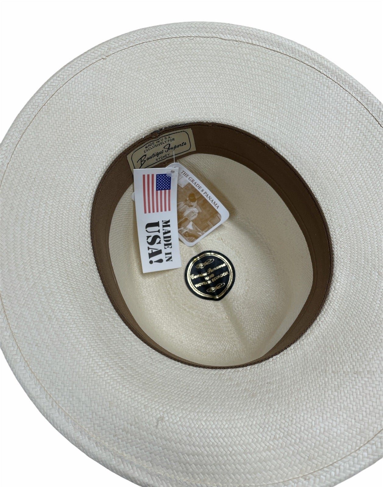 Hand Woven Grade 8 Panama Cooler Outback Hat Summer Breathable W/ Feather-Natural-2