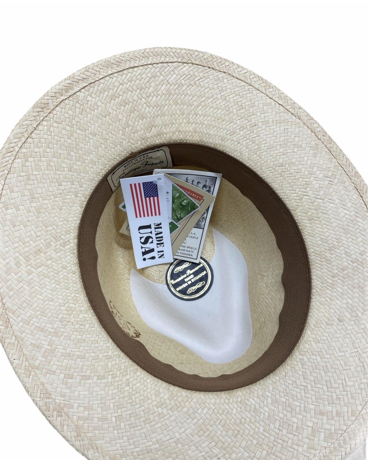 Hand Woven Panama Cooler Hat Summer Fedora Uncrushable Waterproof - Tan-2