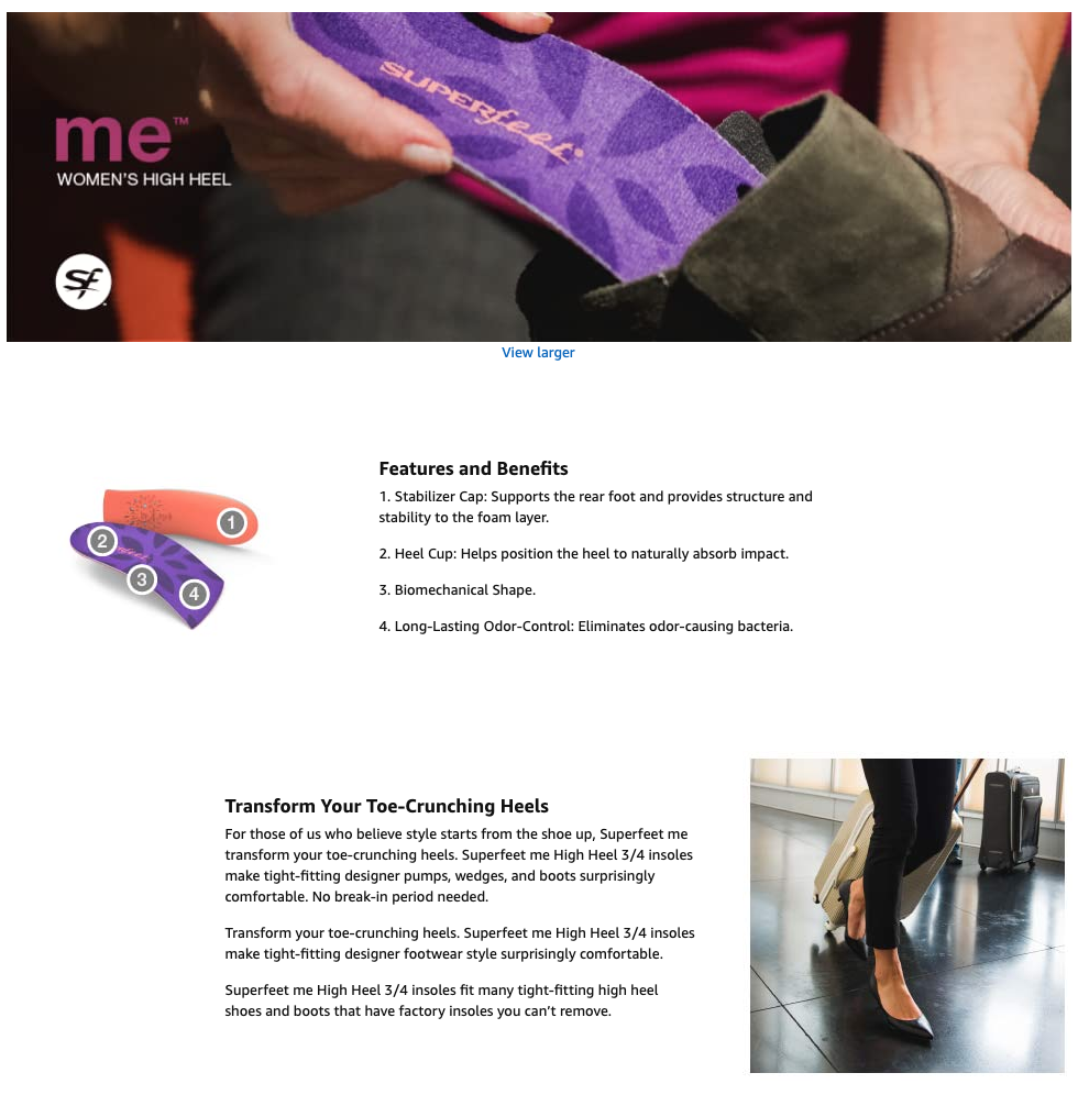 Womens Superfeet Me High Heel 3/4 Length Insoles Inserts Orthotics Arch Support Cushion - Lilac