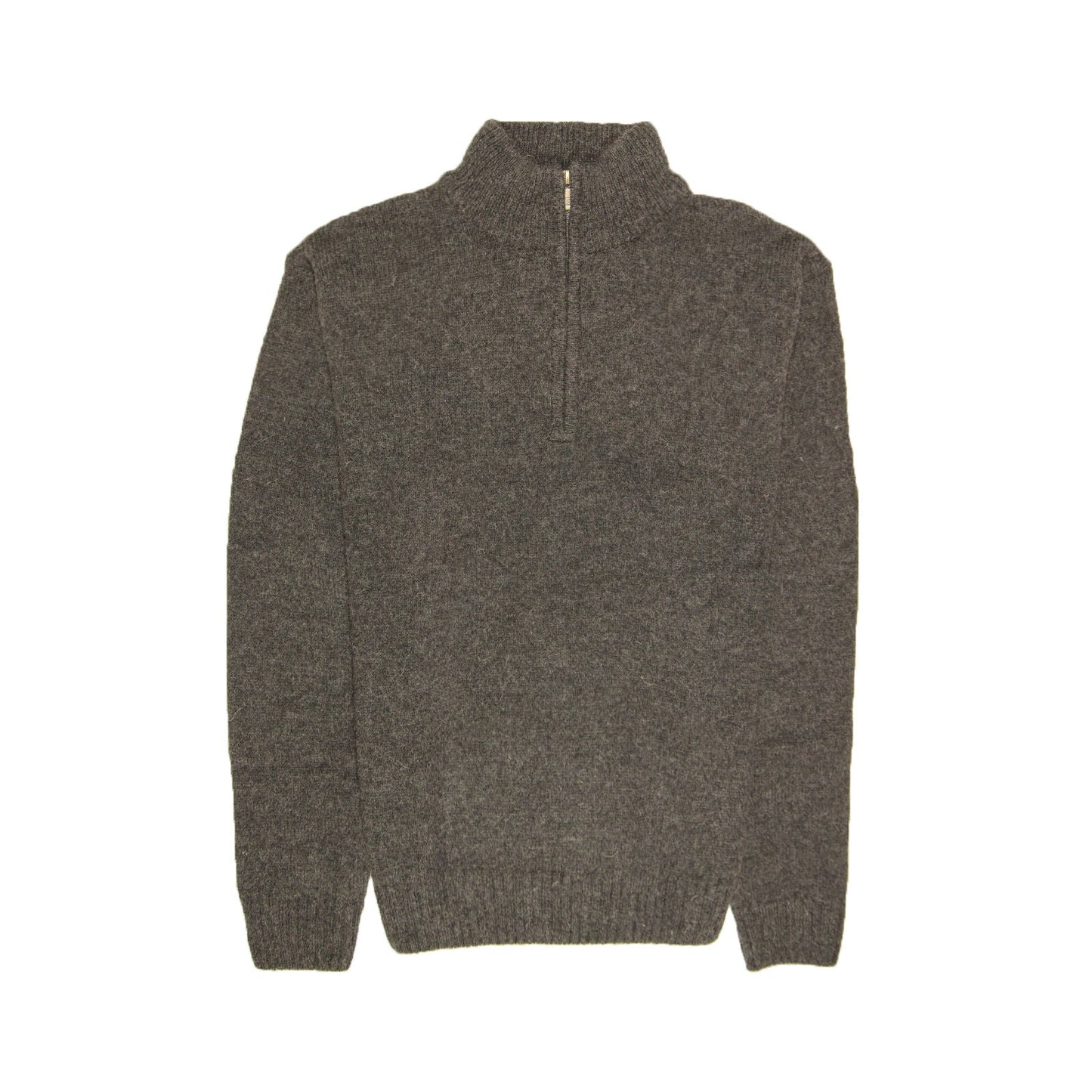 100% SHETLAND RAGG WOOL Half Zip Up Knit JUMPER Pullover Mens Sweater Knitted - Charcoal-4