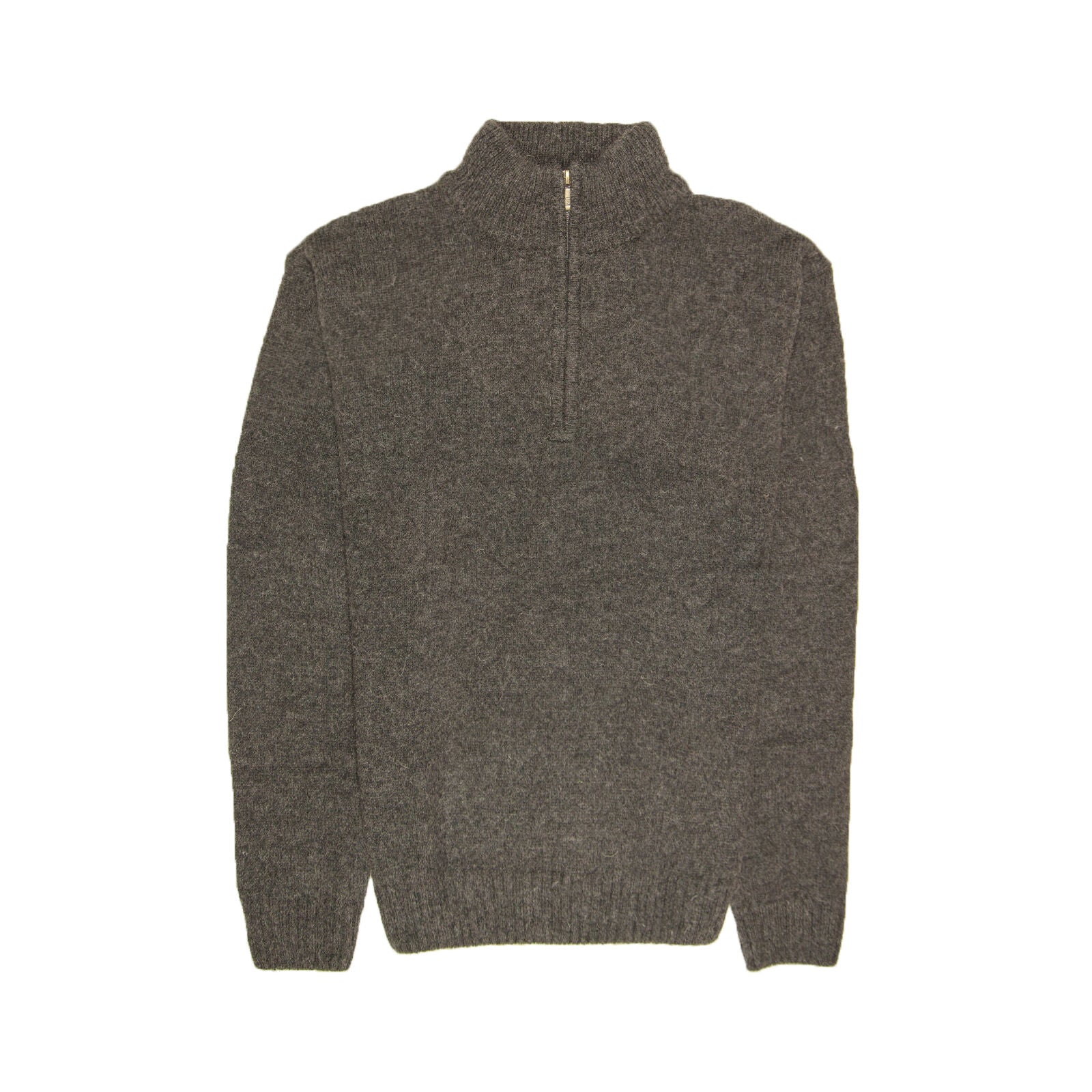 100% SHETLAND RAGG WOOL Half Zip Up Knit JUMPER Pullover Mens Sweater Knitted - Charcoal-4
