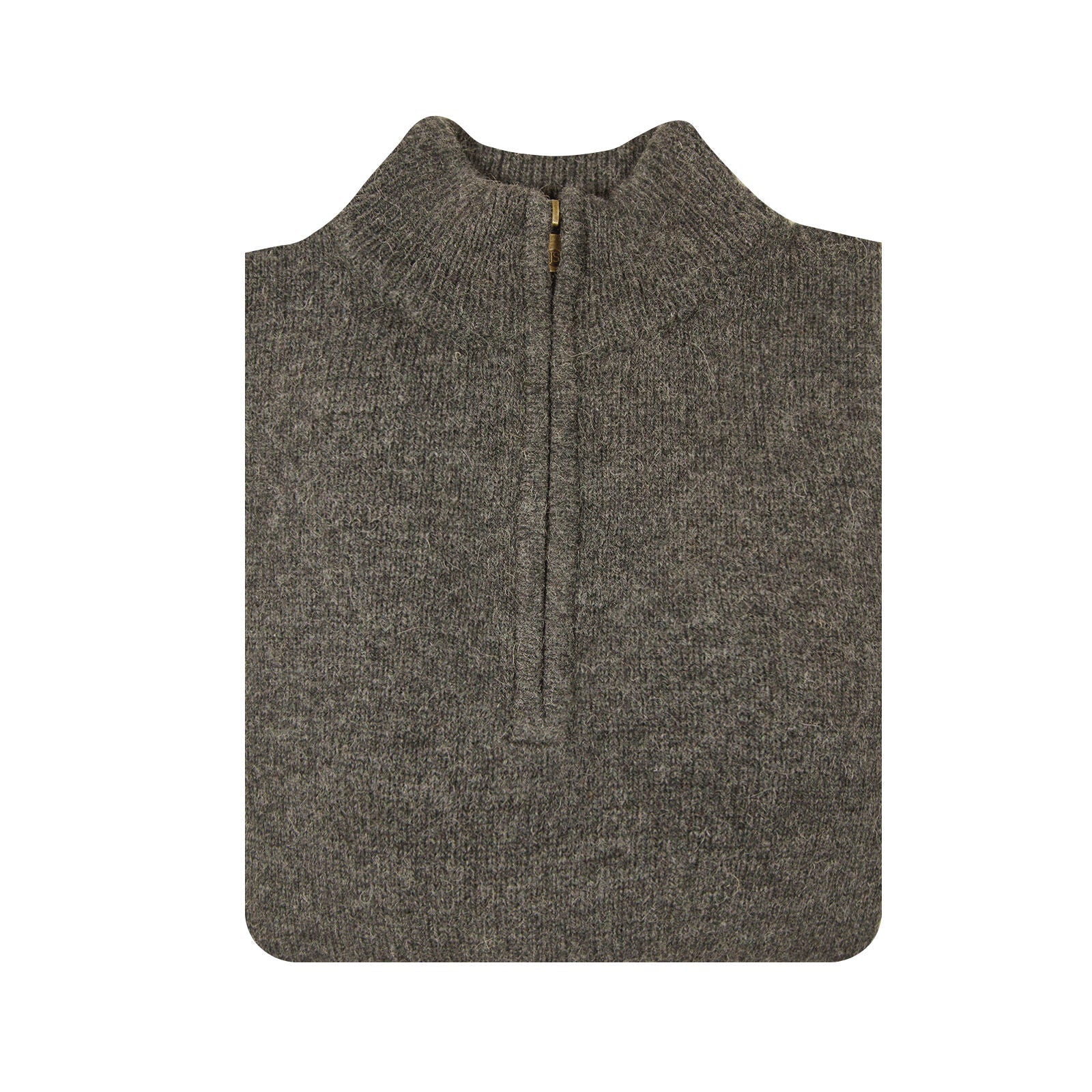 100% SHETLAND RAGG WOOL Half Zip Up Knit JUMPER Pullover Mens Sweater Knitted - Charcoal-3