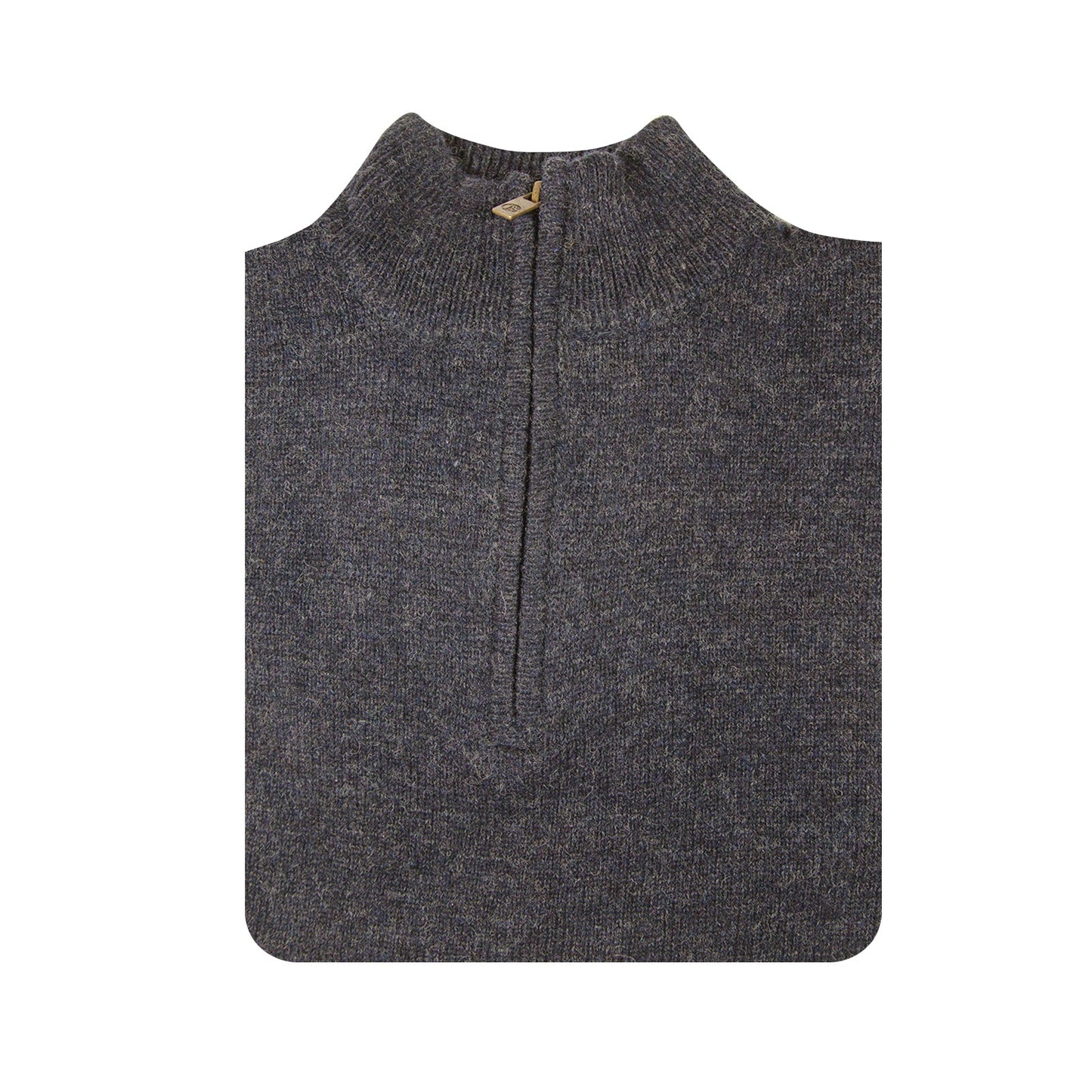 100% SHETLAND RAGG WOOL Half Zip Up Knit JUMPER Pullover Mens Sweater Knitted - Denim Blue-3
