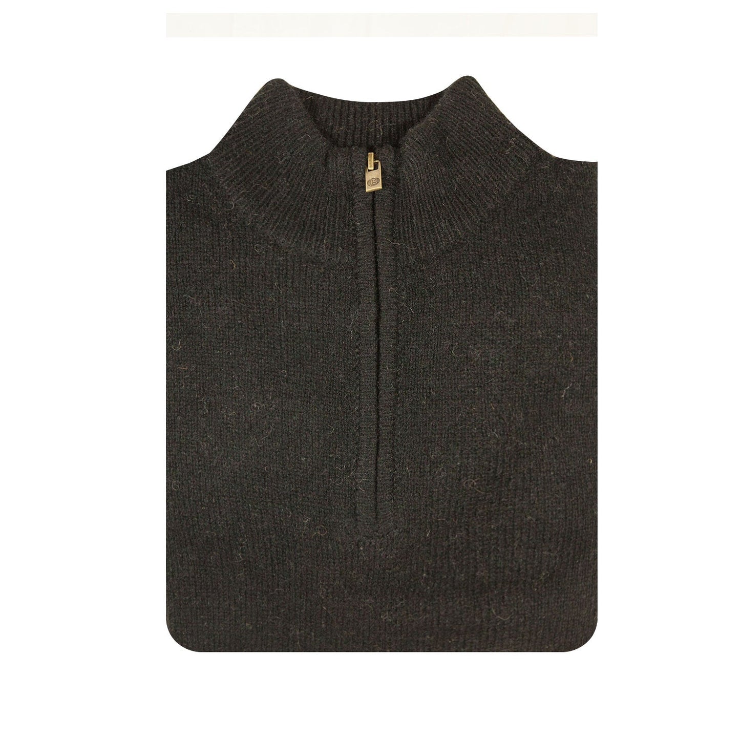 100% SHETLAND RAGG WOOL Half Zip Up Knit JUMPER Pullover Mens Sweater Knitted - Plain Black-3