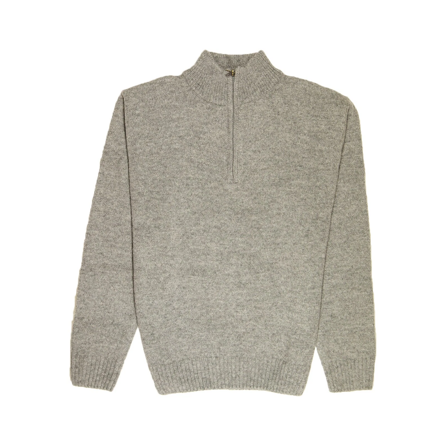 100% SHETLAND RAGG WOOL Half Zip Up Knit JUMPER Pullover Mens Sweater Knitted - Grey - M-4