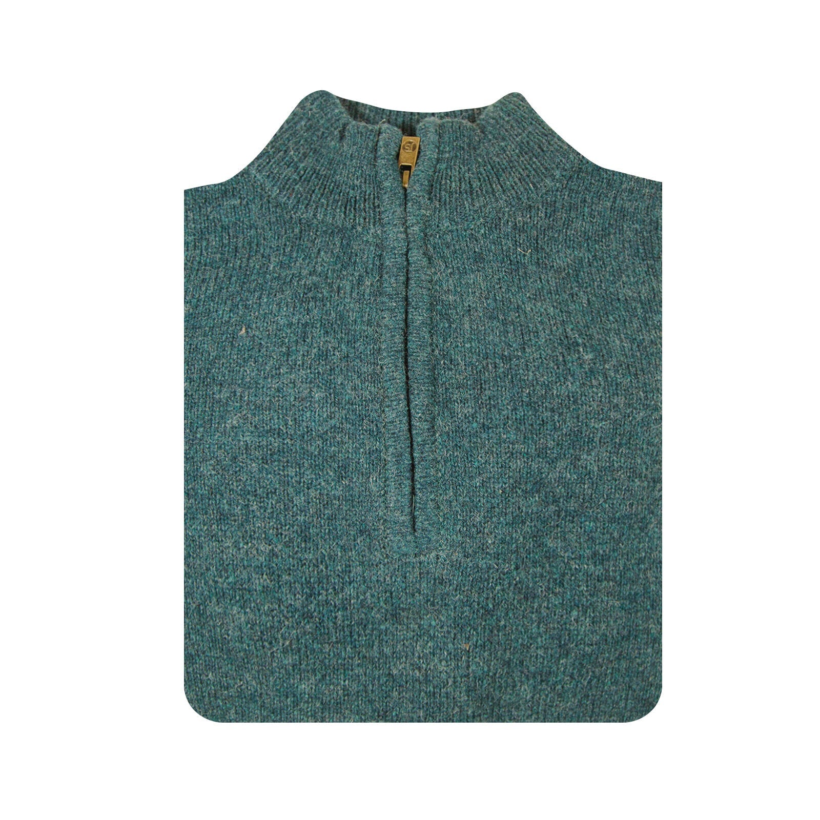 100% SHETLAND RAGG WOOL Half Zip Up Knit JUMPER Pullover Mens Sweater Knitted - Sherwood-4