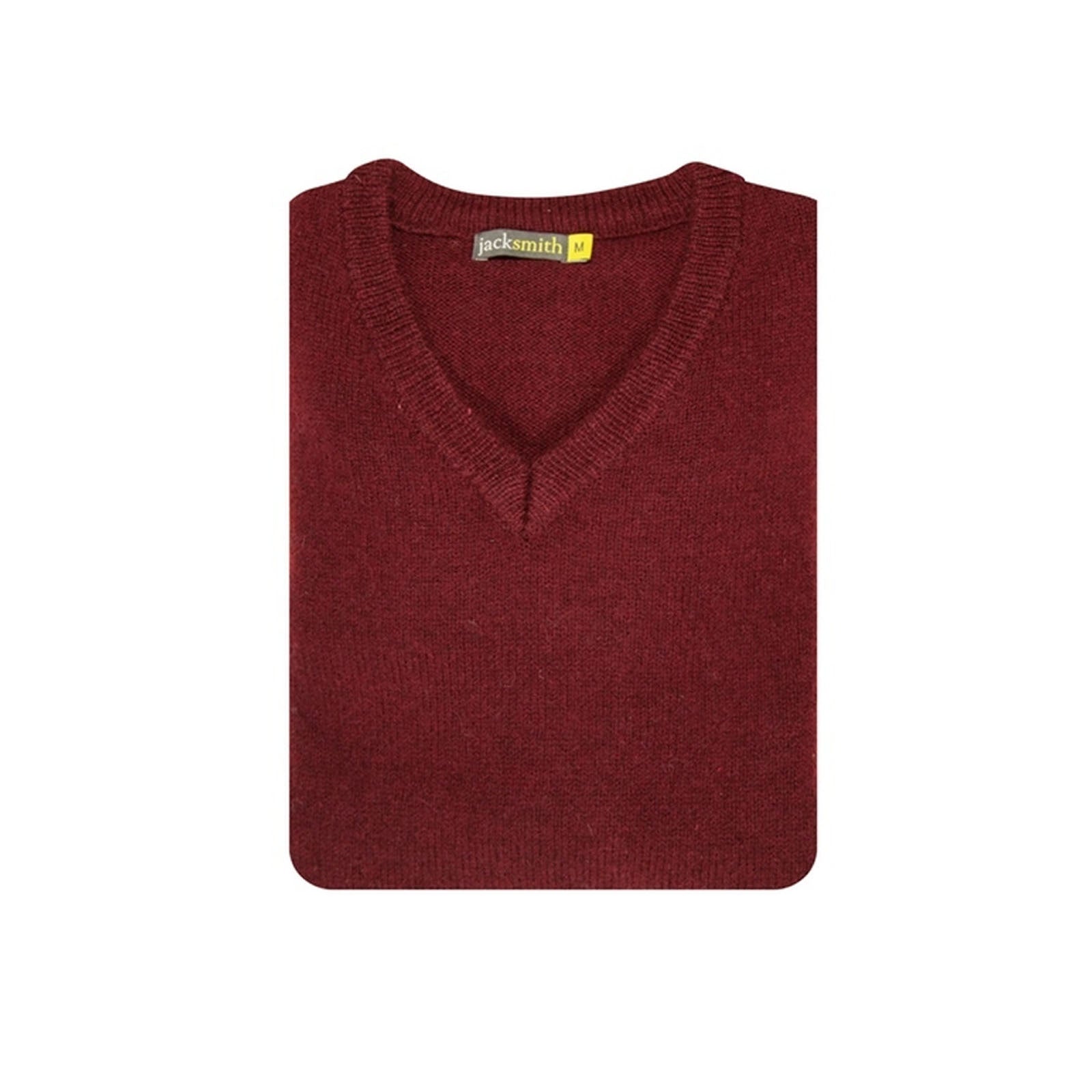 100% Shetland Ragg Wool V Neck Knit Jumper Pullover Mens Sweater Knitted - Burgundy-4