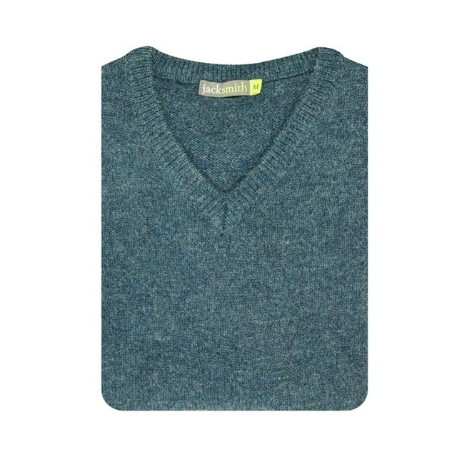 100% Shetland Ragg Wool V Neck Knit Jumper Pullover Mens Sweater Knitted - Sherwood-4