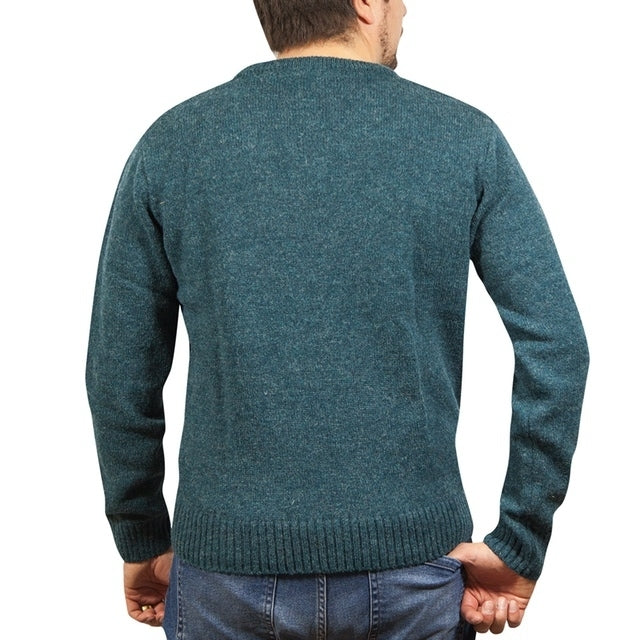 100% Shetland Ragg Wool V Neck Knit Jumper Pullover Mens Sweater Knitted - Sherwood-3