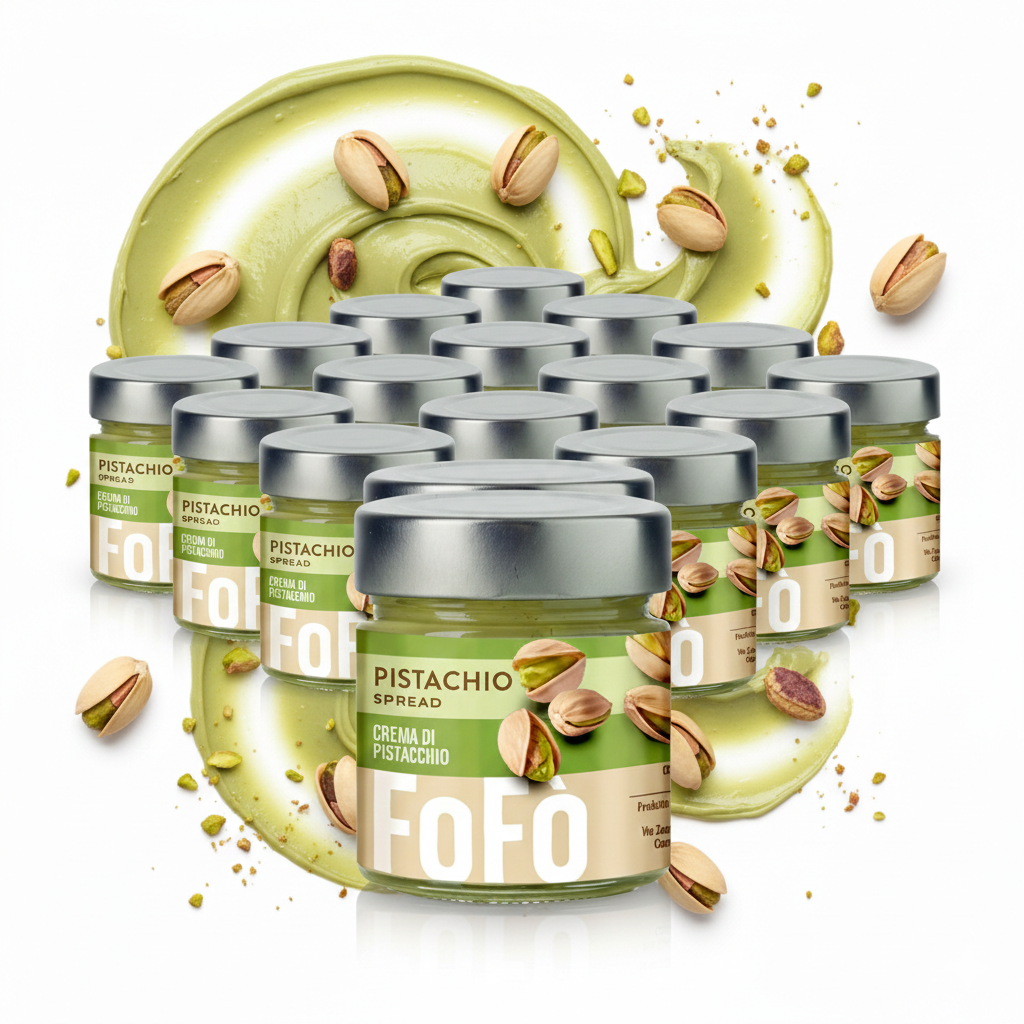 12x FoFo 240g Glass Jar of Pistachio Cream Spread 18% - Made in Italy (Bulk)