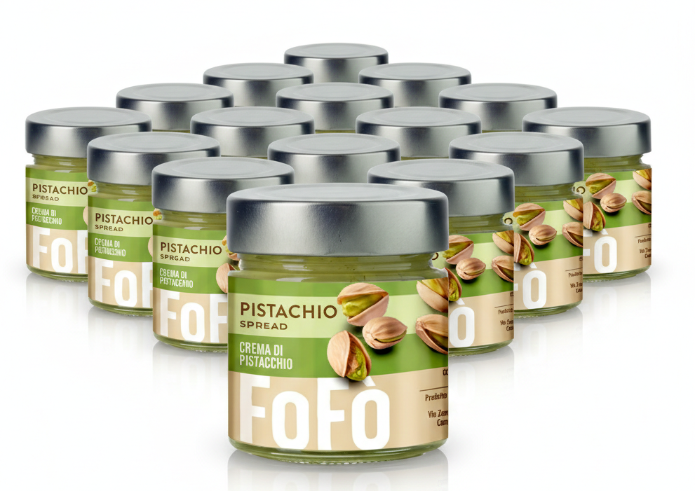 12x FoFo 240g Glass Jar of Pistachio Cream Spread 18% - Made in Italy (Bulk)