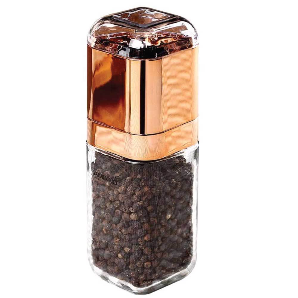 Salt and Pepper Grinder - 180ml Glass Design + Rose Gold Bottle Manual Hand Mill-0