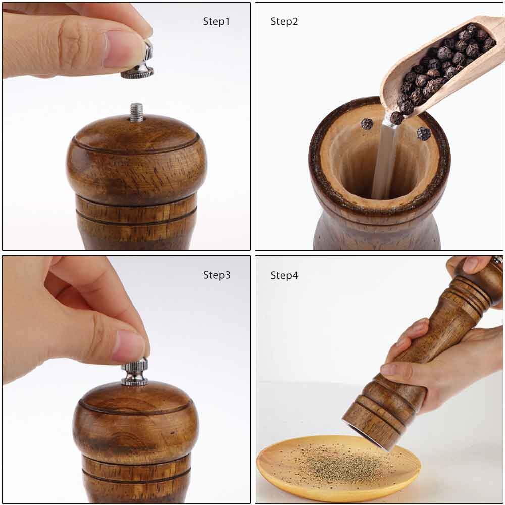 Salt and Pepper Grinder - Oak Wood Hand Mill - Adjustable Grain Size - Hand Mill-1