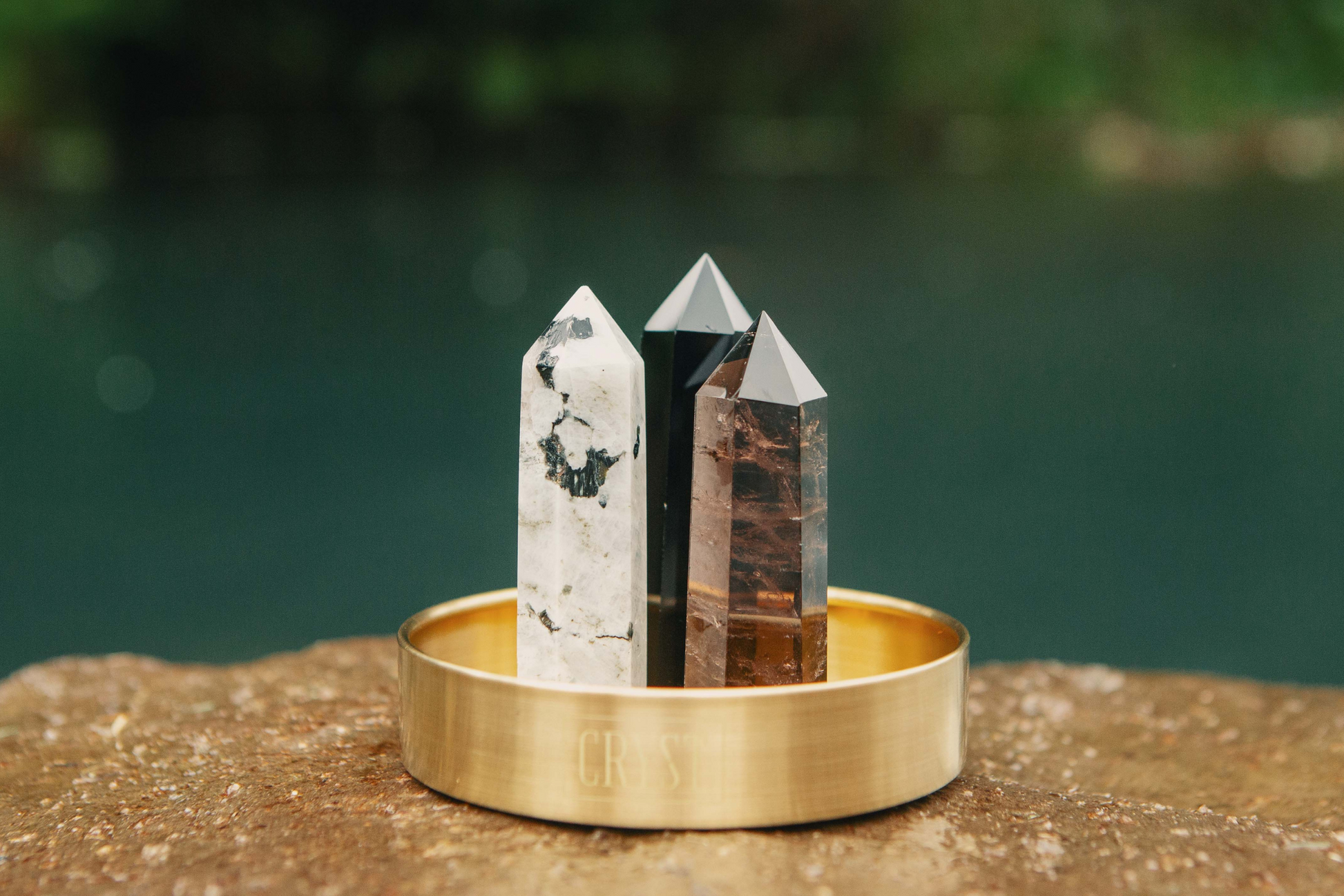 Scorpio Crystal Trio - Onyx, Smoky Quartz + Rainbow Moonstone-1