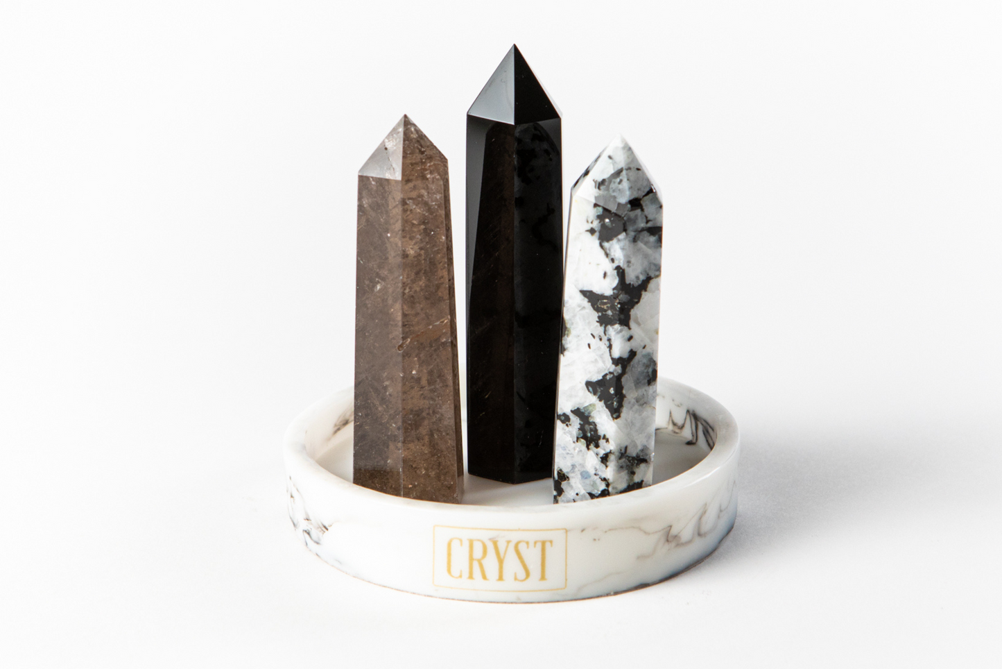 Scorpio Crystal Trio - Onyx, Smoky Quartz + Rainbow Moonstone-2