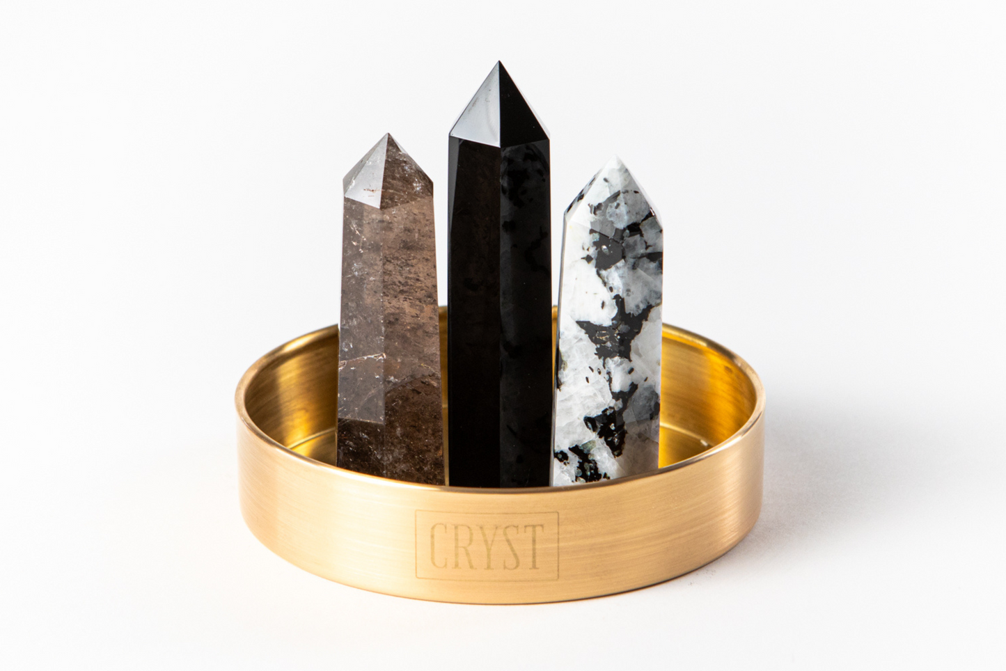 Scorpio Crystal Trio - Onyx, Smoky Quartz + Rainbow Moonstone-0
